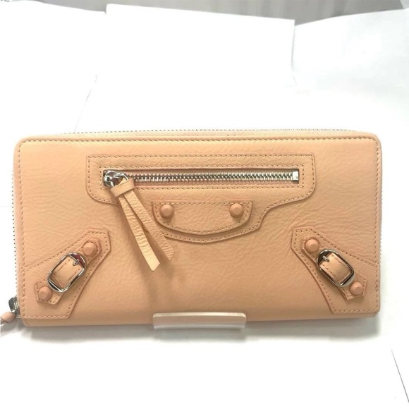 Balenciaga Handbags - Balenciaga Peach Leather Wallet